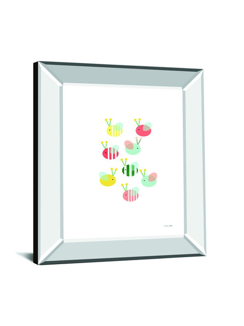 Bumblebee Friends By Ann Kelle - Mirror Framed Print Wall Art - White