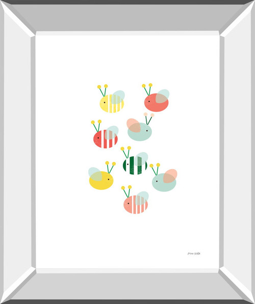Bumblebee Friends By Ann Kelle - Mirror Framed Print Wall Art - White