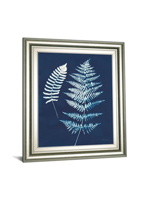 Nature By The Lake Ferns V By Piper Rhue - Framed Print Wall Art - Blue