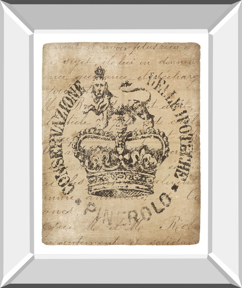 Vintage Seal IV V2 By Wild Apple Portfolio - Mirror Framed Print Wall Art - Beige