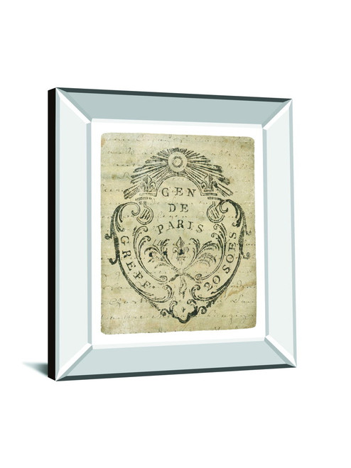 Letter Crest IIa Vintage V2 By Wild Apple Portfolio - Mirror Framed Print Wall Art - Beige