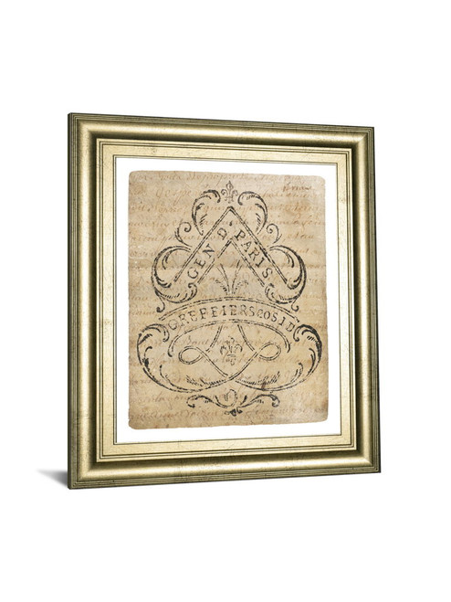 Letter Crest I Vintage V2 By Wild Apple Portfolio - Framed Print Wall Art - Pearl Silver