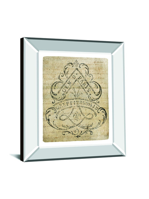 Letter Crest I Vintage V2 By Wild Apple Portfolio - Mirror Framed Print Wall Art - Beige