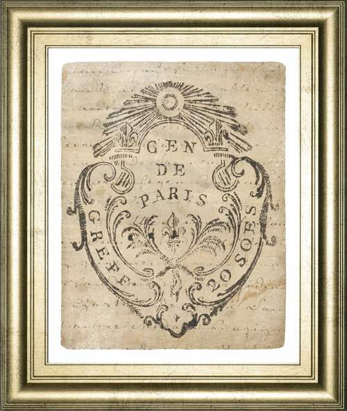 Letter Crest IIa Vintage V2 By Wild Apple Portfolio - Framed Print Wall Art - Beige