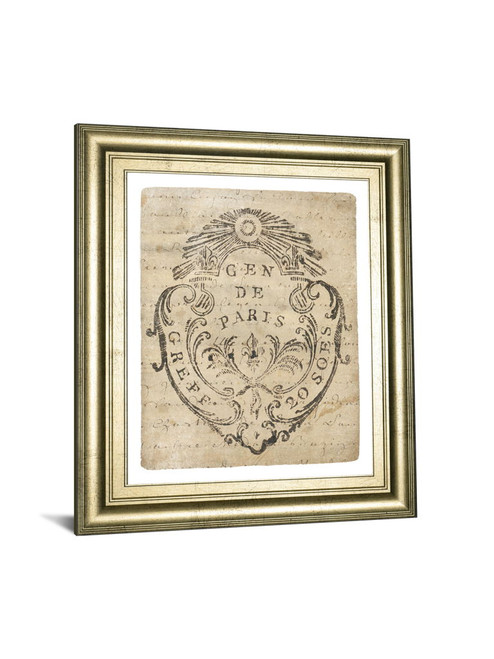 Letter Crest IIa Vintage V2 By Wild Apple Portfolio - Framed Print Wall Art - Pearl Silver