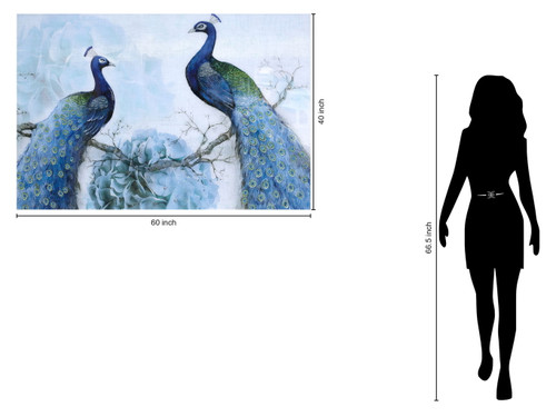 Tempered Glass With Foil & Rhinestones - Peacocks - Light Blue