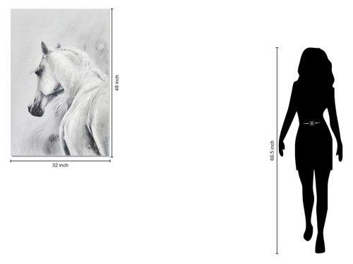 32x47 Hand Painted Textured Canvas - Pearl Silver