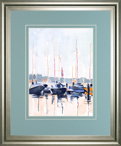 34x40 Watercolor Boat Club II By Emma Scarvey - Beige