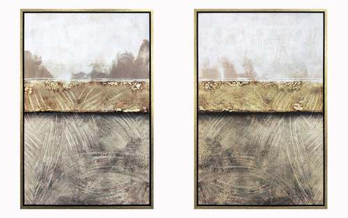 Hand Painted Textured Canvas (Set of 2) - Dark Gray