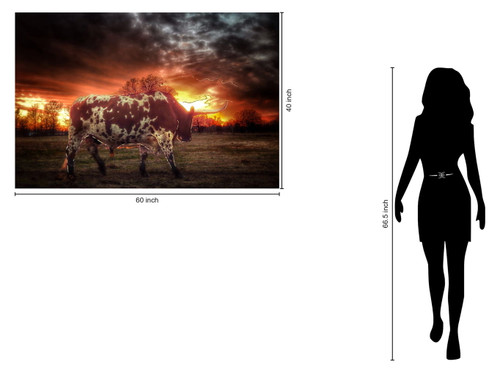 Tempered Glass With Foil - Longhorn At Sunset - Dark Brown