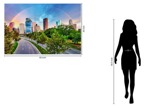 Tempered Glass With Foil - Rainbow Over Houston - Dark Green