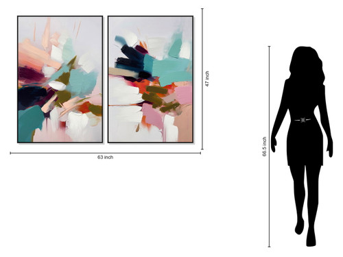 Abstract Pinks And Teals (Set of 2) - White