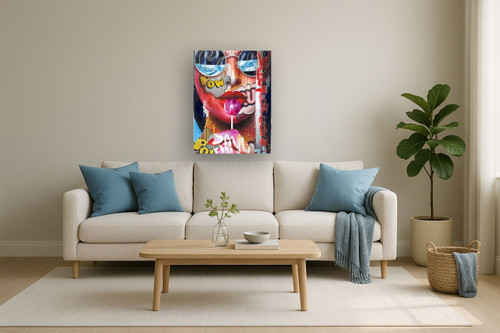 Hand Painted Textured Canvas 30 x 40 - Red