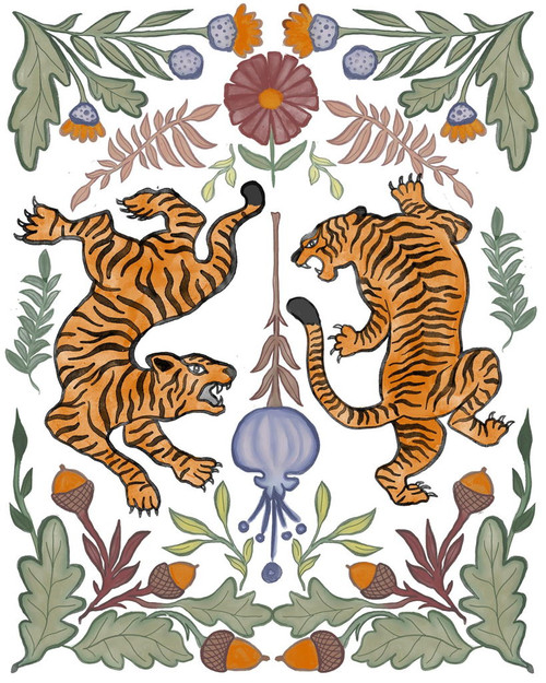 Tiger Duo By Elizabeth Medley (Framed Small) - Orange
