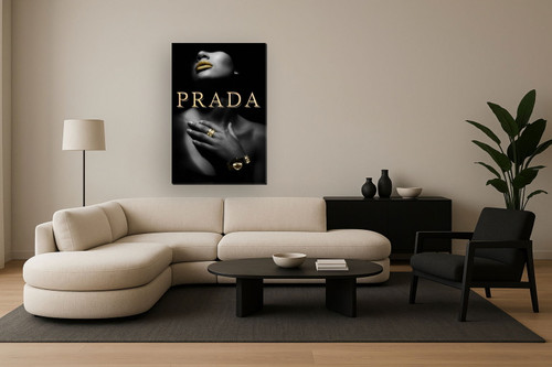 Gilded Shadow Glamour - 32" x 48" Framed Wall Art - Black