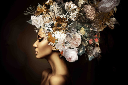 Opulent Flora Muse - 40" x 60" Framed Wall Art