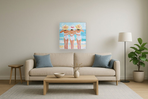 Seaside Sisterhood - 32" x 32" Framed Wall Art - Blue
