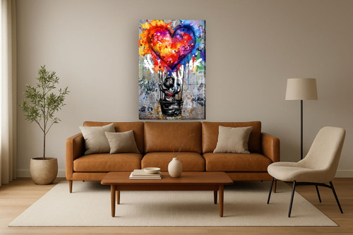 Radiant Heart Dream - 32" x 48" Framed Wall Art - Red