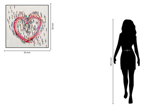 Unity Heart Gathering - 36" x 36" Framed Wall Art - Red