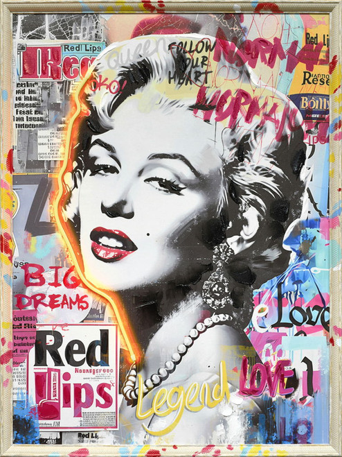 Neon Glamour Muse - 25" x 33" Framed Wall Art