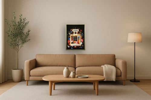 Neon Bloom Aura - 21" x 29" Framed Wall Art