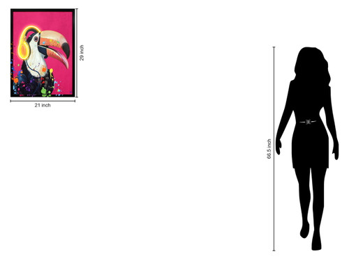 Neon Toucan Groove - 21" x 29" Framed Wall Art