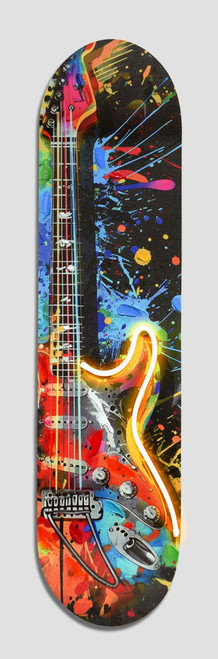 Electric Burst Groove - 8" x 31" Framed Wall Art - Blue