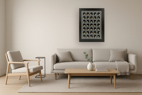 Golden Sphere Matrix - 36" x 48" Framed Wall Art