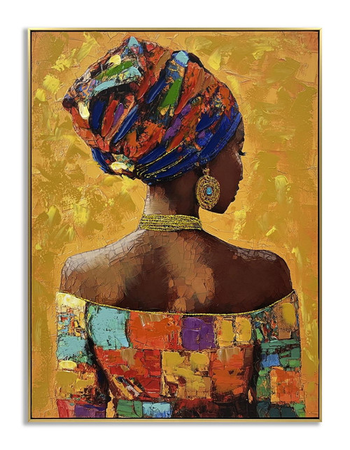 Radiant Mosaic Silhouette - 40" x 30" Framed Wall Art - Orange