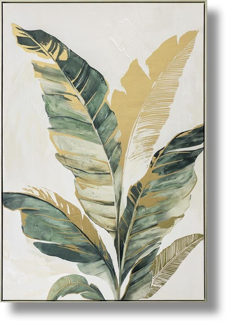 Emerald Palm Whispers - 33" x 48" Framed Wall Art