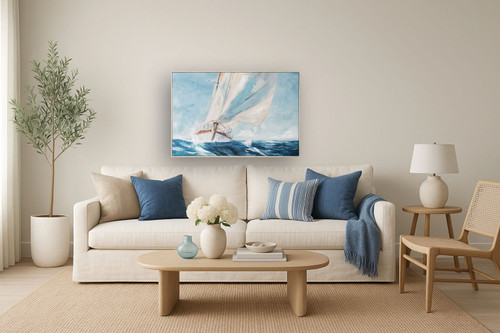 Gusty Sail Aglow - 33" x 48" Framed Wall Art