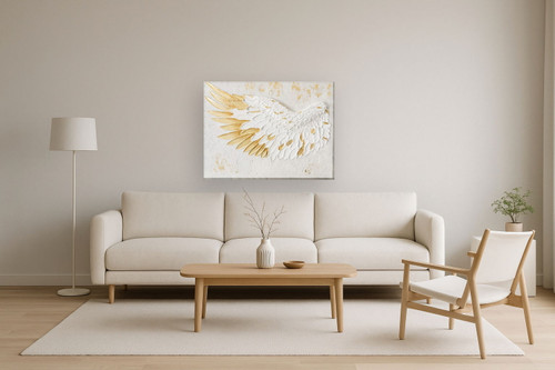 Gilded Uplift - 35" x 47" Framed Wall Art - White