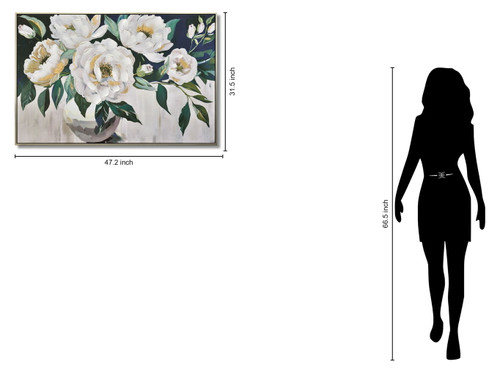 Ivory Bloomscape - 32" x 47" Framed Wall Art - Gray