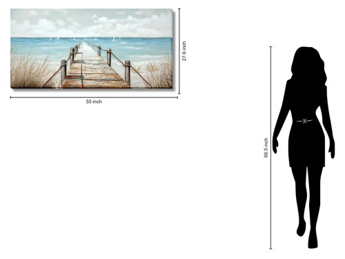 Seaside Serenity Pier - 28" x 55" Framed Wall Art