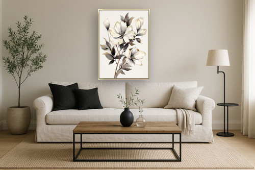 Ivory Bloom Serenade - 35" x 47" Framed Wall Art
