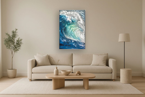 Cerulean Surge - 32" x 47" Framed Wall Art - Blue