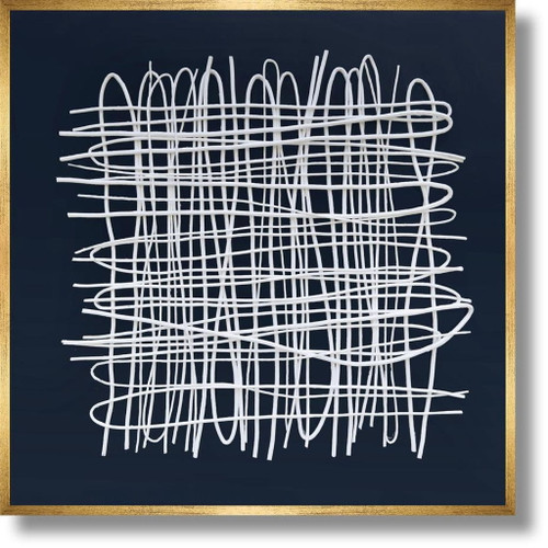 Ivory Tangle Lattice - 39" x 39" Framed Wall Art - Blue
