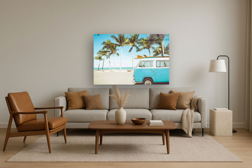 Surfside Palm Ride - 40" x 60" Framed Wall Art - Light Blue