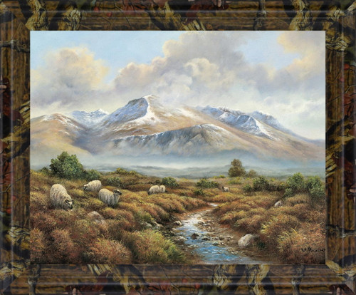 Woolly Grazing Vista - 28" x 34" Framed Wall Art