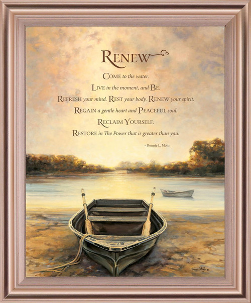 Tranquil Rowboat Morning - 28" x 34" Framed Wall Art - Beige