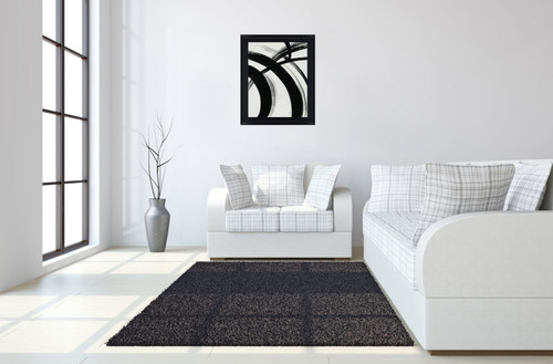 Ebony Arc - 28" x 34" Framed Wall Art - Dark Gray