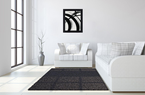 Ebony Arc - 28" x 34" Framed Wall Art - Dark Gray