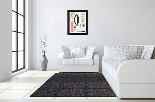 Retro Shapes Medley - 28" x 34" Framed Wall Art - Beige