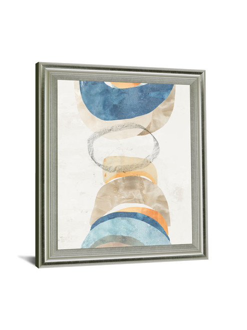 Stacked Serene Shapes - 28" x 34" Framed Wall Art - Beige