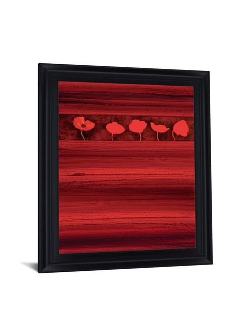 Crimson Poppy Row - 40" x 32" Framed Wall Art