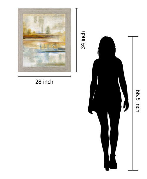 Golden Misty Horizon - 28" x 34" Framed Wall Art - Beige