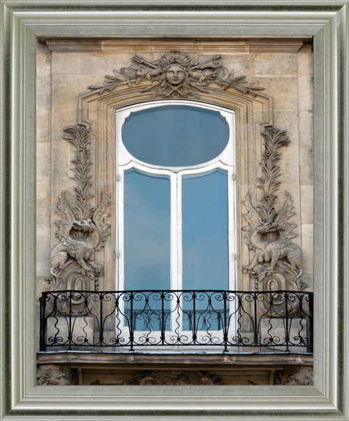 Ornate Balcony Gaze - 28" x 34" Framed Wall Art - Gray