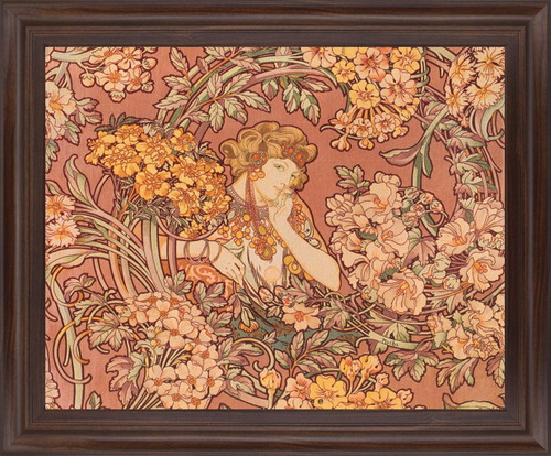 Whimsical Blossom Muse - 28" x 34" Framed Wall Art