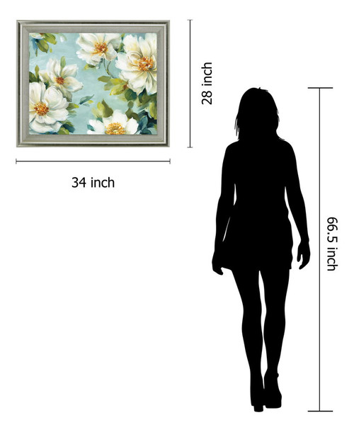 Petal Breeze - 28" x 34" Framed Wall Art - Light Blue