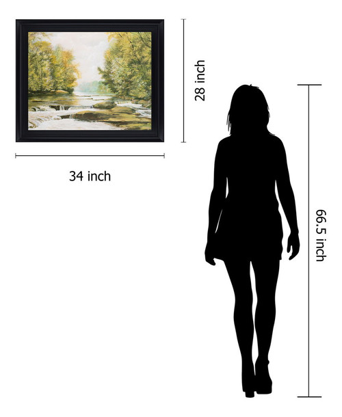 Sunlit Brook Serenity - 28" x 34" Framed Wall Art - Green